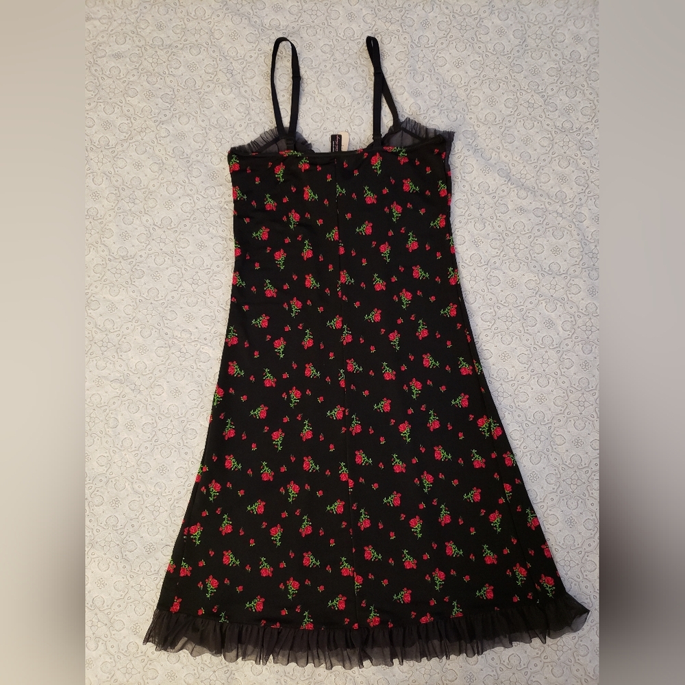 Victoria's Secret Black Chemise with Red Floral Design - Picture 2 of 10